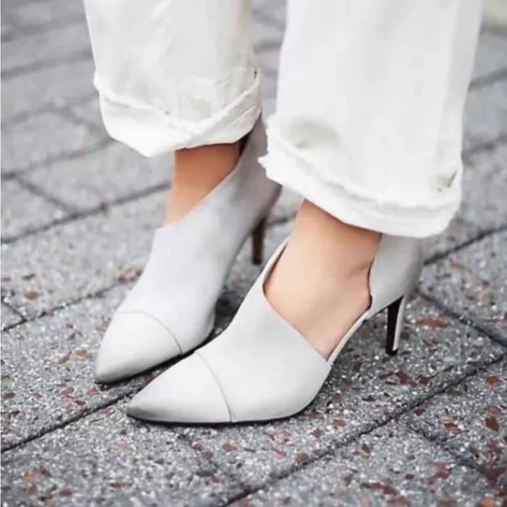 Free People Silver Lining Grey Heels size 7